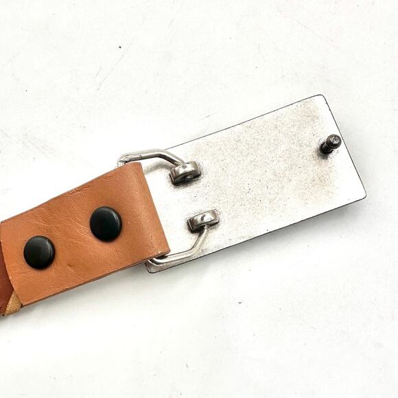 REFLEXIONS by MONTANA unisex leather belt with turquoise on buckle  men women main image 2